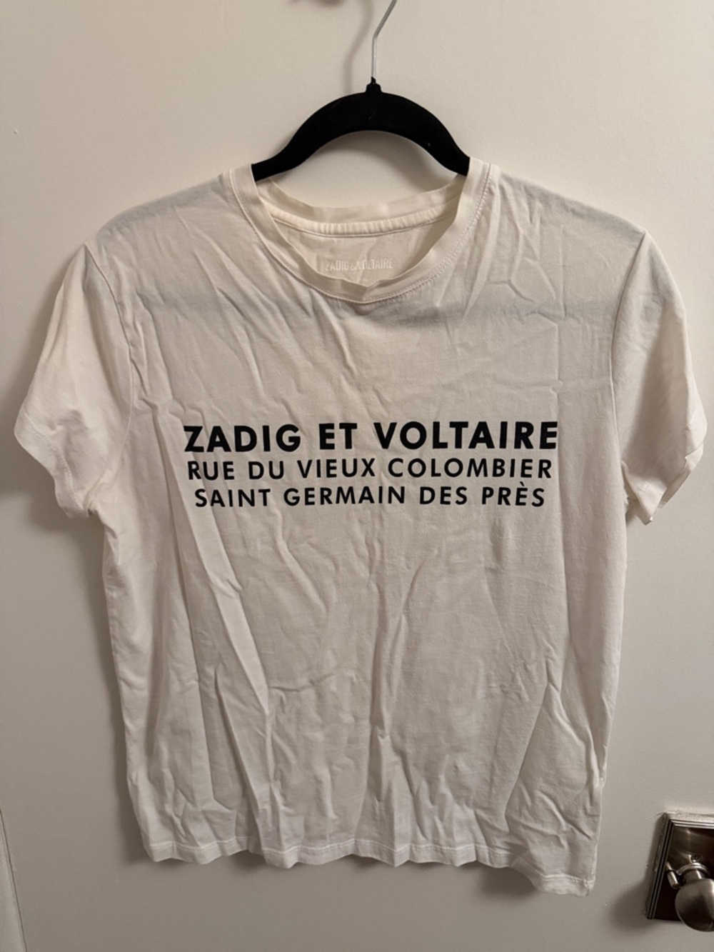 Zadig & Voltaire White Crewneck Tee with Black Logo